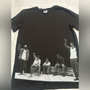Black Graphic T-Shirt with Group Print